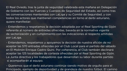 Comunicado del Real Oviedo