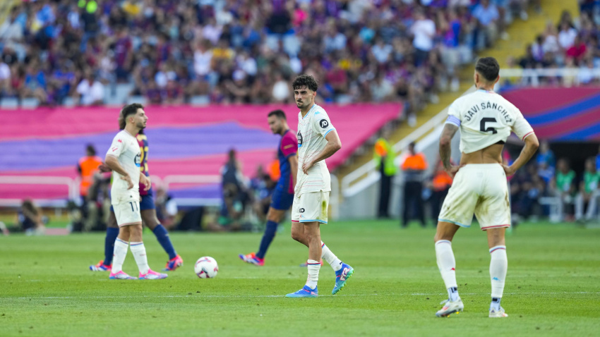 Los jugadores del Valladolid durante el partido de LaLiga.