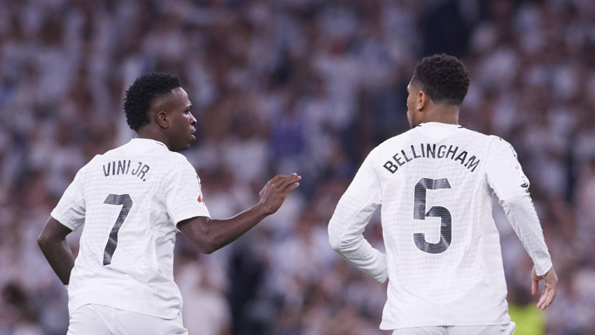 Vinicius y Bellingham durante un partido del Real Madrid