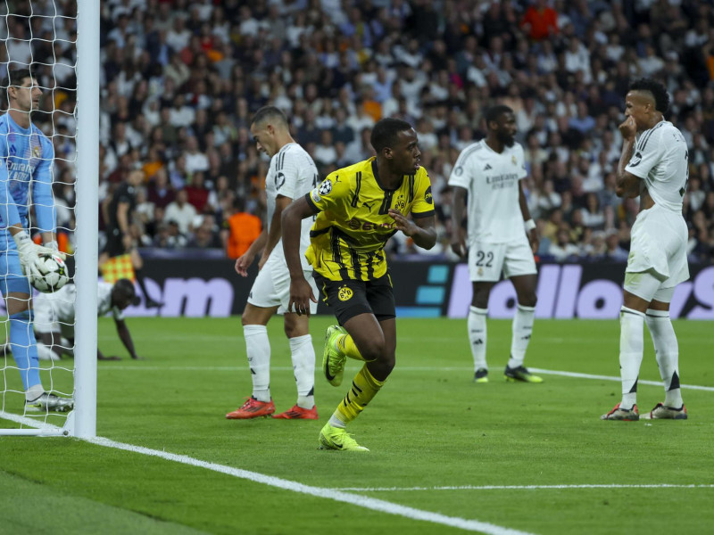 Gittens celebra el 0-2 al Real Madrid