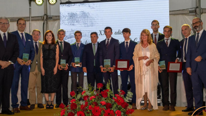 Foto de familia de los premiados en los Trofeos 'El Cabezo' de Huelva