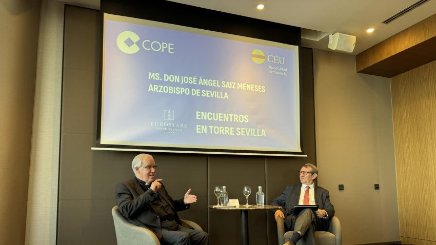 José Luis Restán, presidente y coordinador editorial de Ábside Media, conversa con Monseñor José Ángel Saiz Meneses, Arzobispo de Sevilla