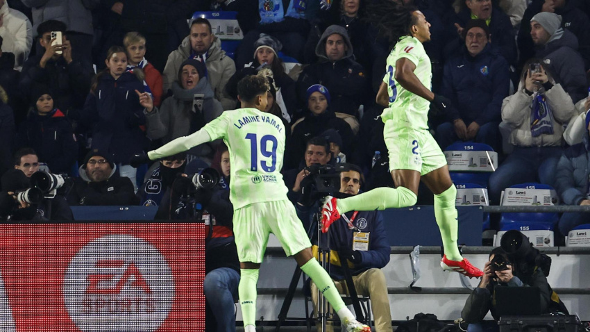 Koundé celebra el 1-0 del Barcelona contra el Getafe.