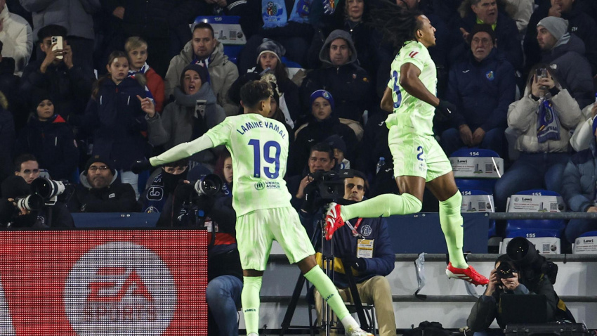 Koundé celebra el 1-0 del Barcelona contra el Getafe.