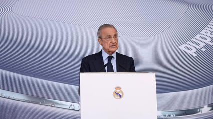 Florentino Pérez, durante un acto oficial en el Santiago Bernabéu