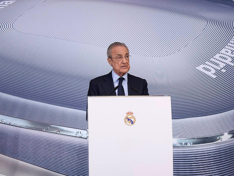 Florentino Pérez, durante un acto oficial en el Santiago Bernabéu