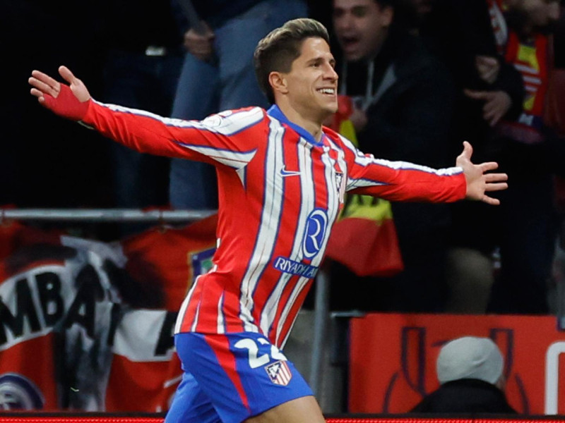 Giuliano Simeone celebra el primer gol del Atlético de Madrid marcado al Getafe en la Copa del Rey