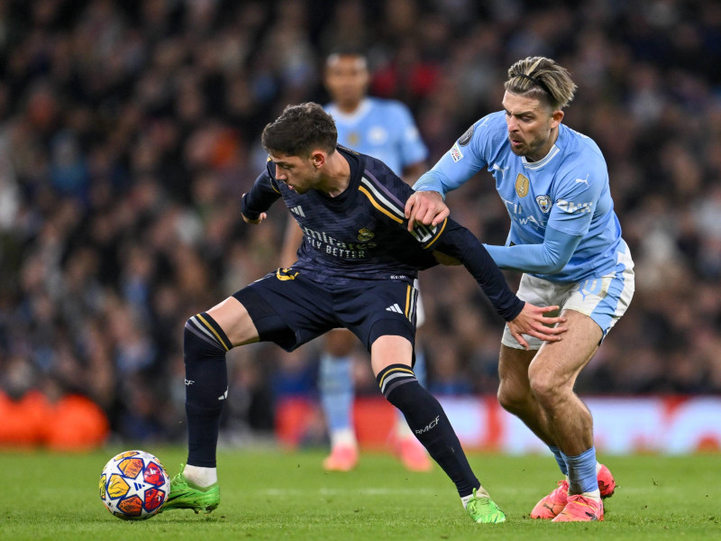 Jack Grealish y Fede Valverde, en la semifinal de la Champions League