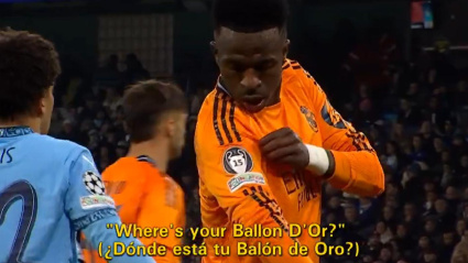 Vinicius se señala el logo con las 15 Copas de Europa del Real Madrid