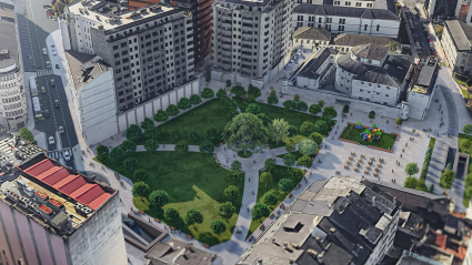 Vista aérea del proyecto del Parque Central de Lugo