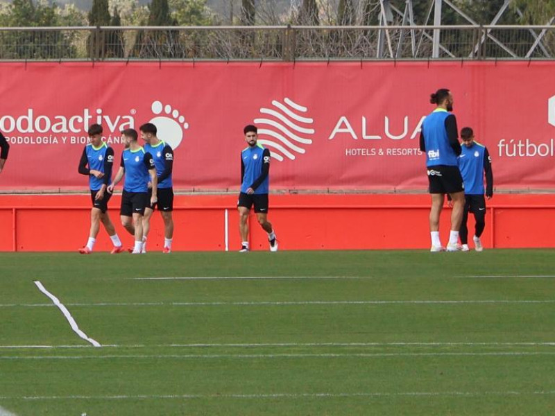 Morlanes, entrando en el entrenamiento de hoy en Son Bibiloni