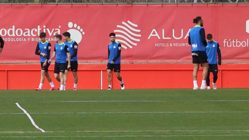 Morlanes, entrando en el entrenamiento de hoy en Son Bibiloni
