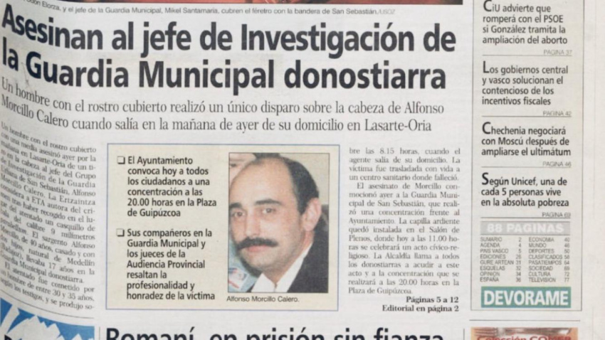 Matan a Alfonso Morcillo, portada de El Diario Vasco