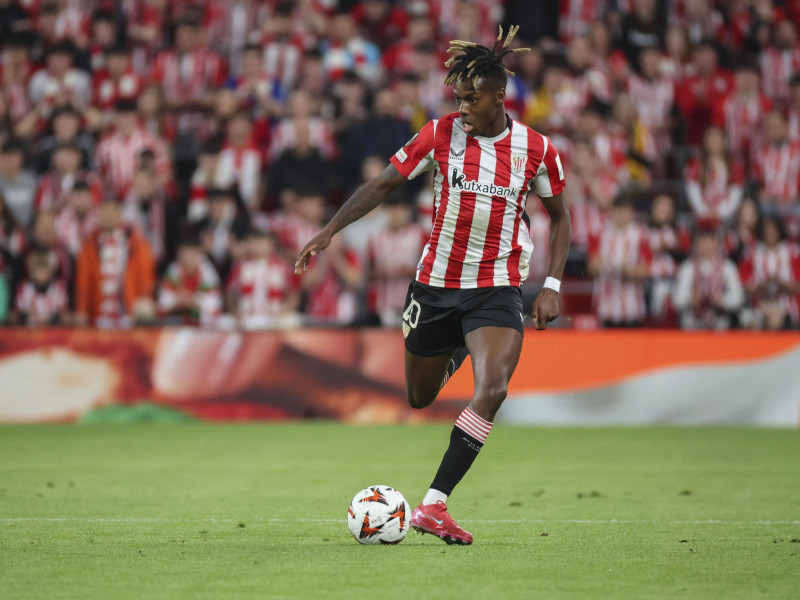 Nico Williams, en el Athletic - Roma de Europa League