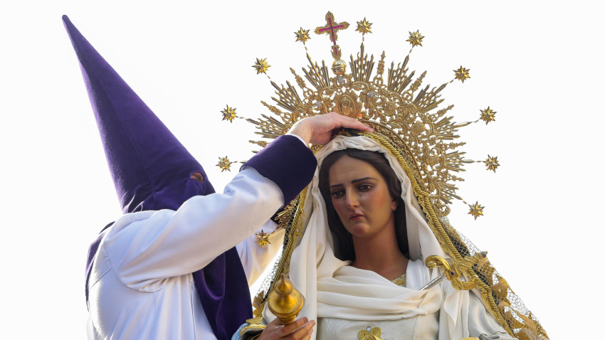 Acto de El Encuentro en el transcurso de la Procesión de El Encuentro, en León
