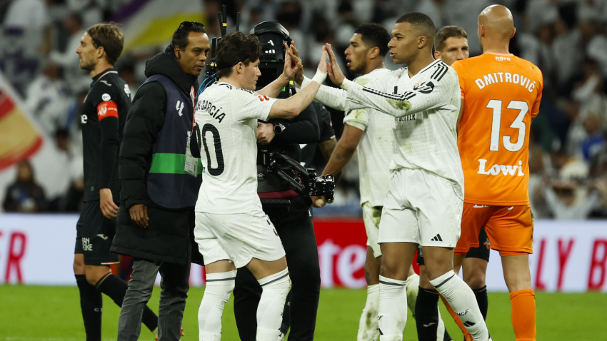 Mbappé y Fran García celebran la victoria del Real Madrid ante el Leganés