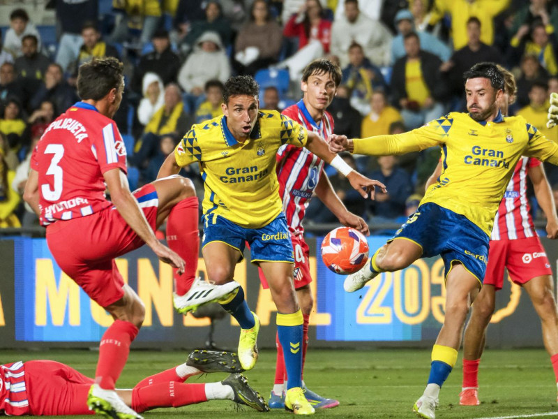 Imagen del gol de Javi Muñoz de la victoria de Las Palmas ante el Atlético de Madrid