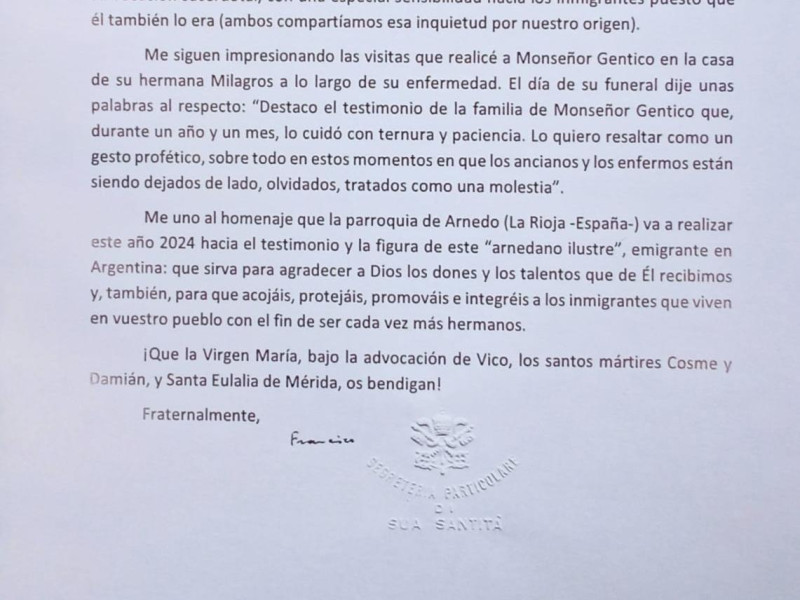 El cariñoso vínculo del Papa Francisco con Arnedo: La carta y el libro que estrecharon lazos para la eternidad