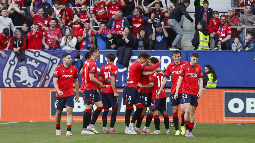 Osasuna celebra el gol de Rubén García al Sevilla