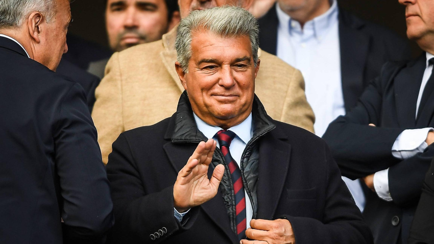 Joan Laporta, en un encuentro del Barça en esta temporada