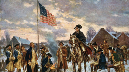 Grabado de George Washington durante la Guerra de Independencia de Estados Unidos