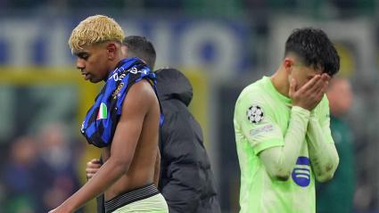 Lamine Yamal y Pedri, al final del Inter - Barcelona
