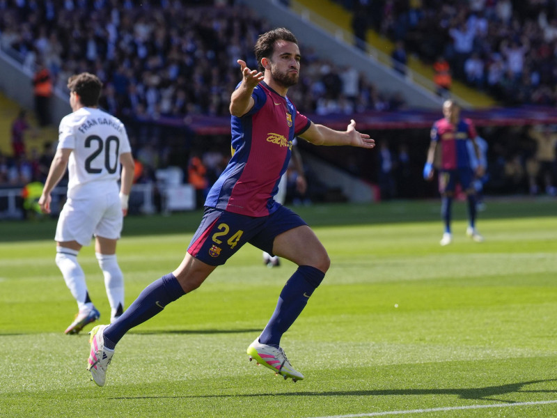 Eric García celebra su gol, en el Barcelona - Real Madrid