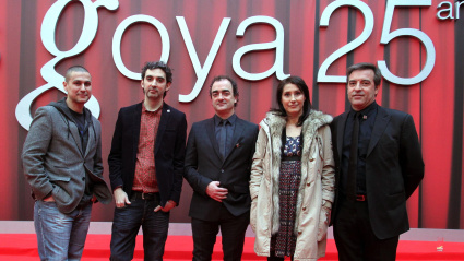 En la imagen de I a D; Rodrigo Cortes, David Pinillos, Víctor Reyes, Maria Reyes y Ramón Margareto, cineastas de Castilla y León nominados a los premios Goya