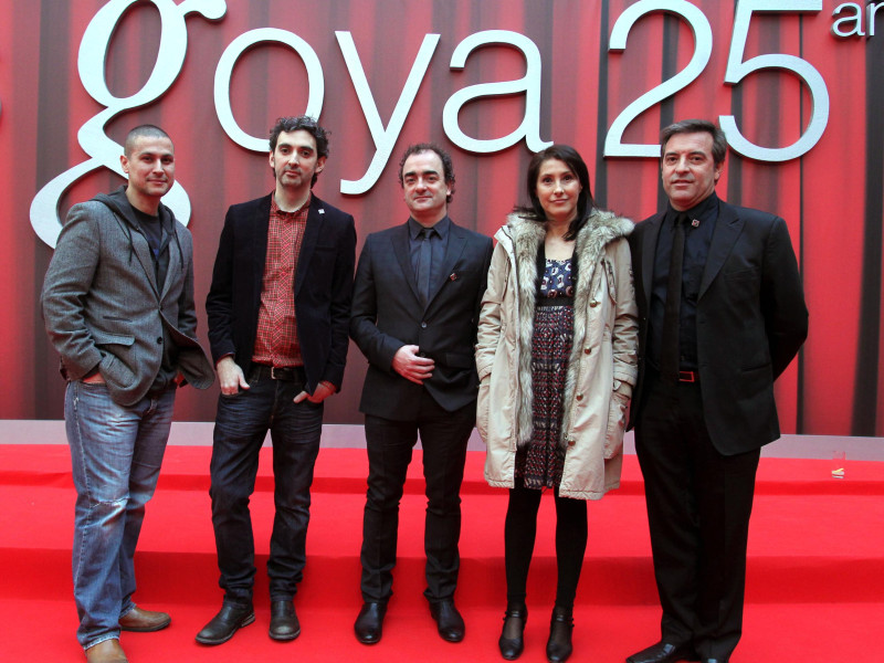 En la imagen de I a D; Rodrigo Cortes, David Pinillos, Víctor Reyes, Maria Reyes y Ramón Margareto, cineastas de Castilla y León nominados a los premios Goya