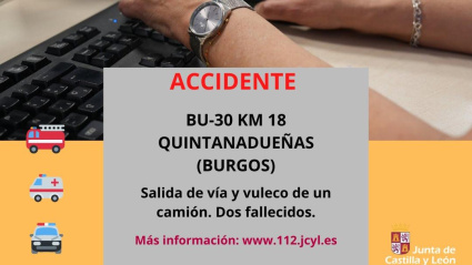 Dos fallecidos al volcar un camión de residuos urbanos en la circunvalación de Burgos