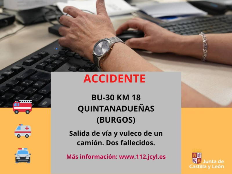 Dos fallecidos al volcar un camión de residuos urbanos en la circunvalación de Burgos