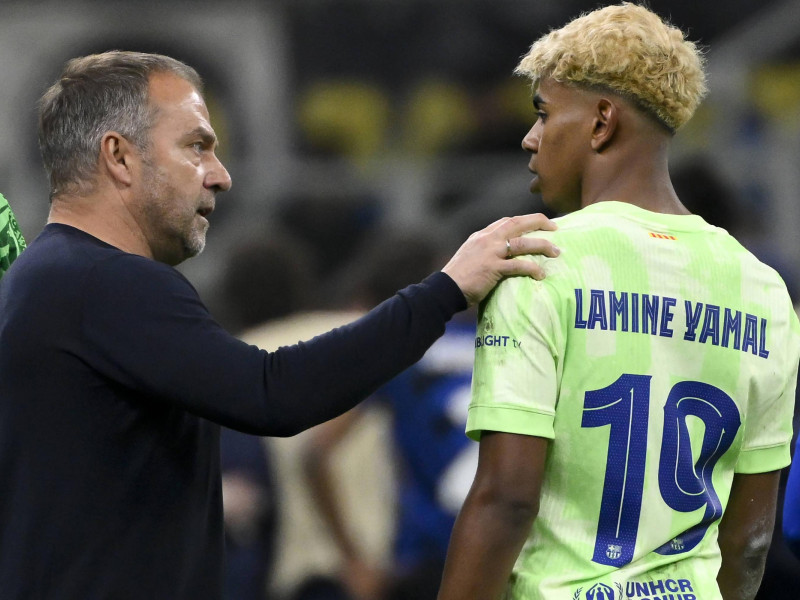 Hansi Flick y Lamine Yamal