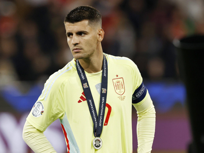 Álvaro Morata, triste tras perder la final de la Liga de Naciones
