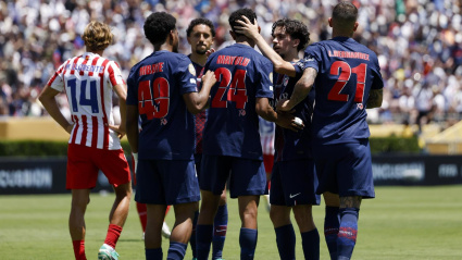 El PSG celebra uno de los goles al Atlético de Madrid