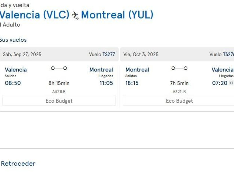 Horarios vuelos a Canadá