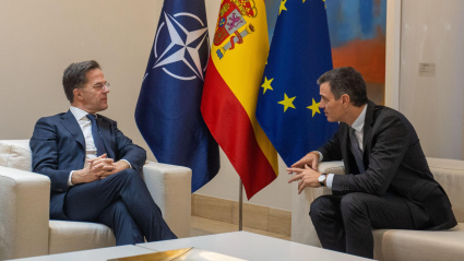 Pedro Sánchez junto a Mark Rutte en el Palacio de la Moncloa (Madrid) durante el pasado mes de enero