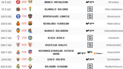 Estos son los horarios de la 1ª jornada de la Primera División 2025/2026