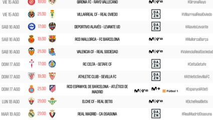 Estos son los horarios de la 1ª jornada de la Primera División 2025/2026