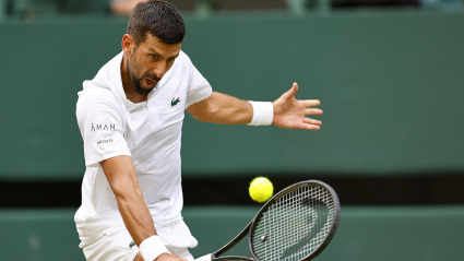 Djokovic da un golpe de revés