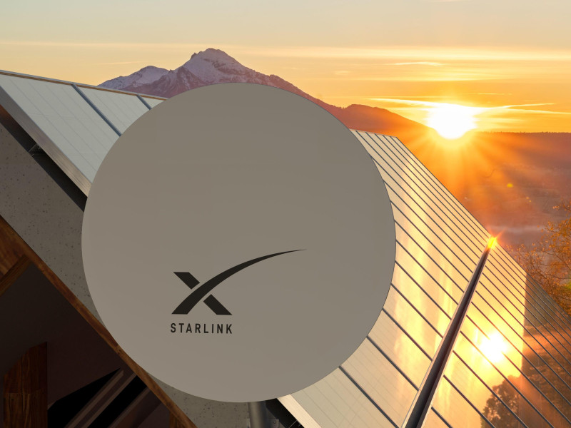 Antena parabólica de Starlink para conectar un móvil a internet