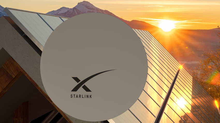 Antena parabólica de Starlink para conectar un móvil a internet