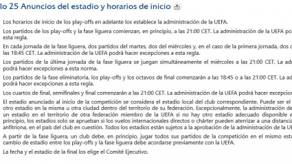 Reglamento de la UEFA para la Champions League 2025/2026.