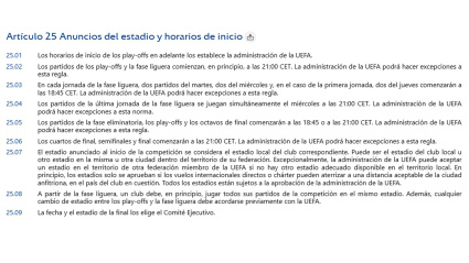 Así es el reglamento de la UEFA para la Champions League 2025/2026.