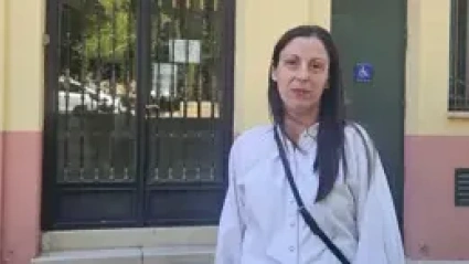 Belén Cabra a las puertas del Juzgado de Sigüenza