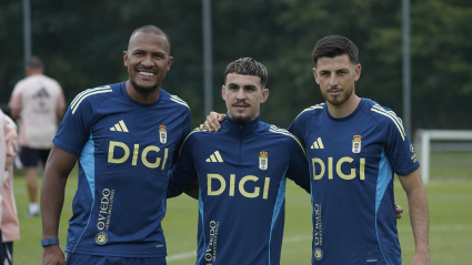 Salomón Rondón en su primer entrenamiento con el Real Oviedo