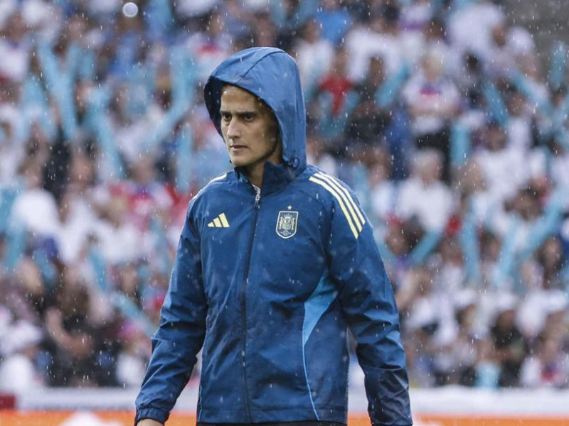 La entrenadora española, Montse Tomé, en el St. Jakob Park de Basilea (Suiza), horas antes de la final de la Eurocopa Femenina 2025 que disputan este domingo España e Inglaterra