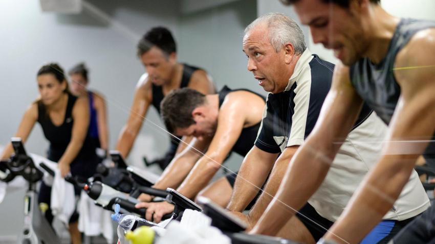 La zona de bicicletas del gimnasio