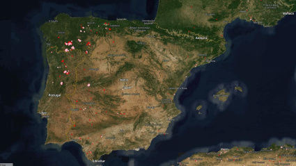 Mapa de incendios del sistema Copernicus de la Unión Europea