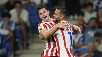 Julián Álvarez celebra el 0-1 del Atlético contra el Espanyol