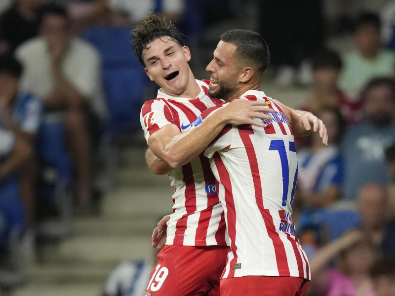 Julián Álvarez celebra el 0-1 del Atlético contra el Espanyol
